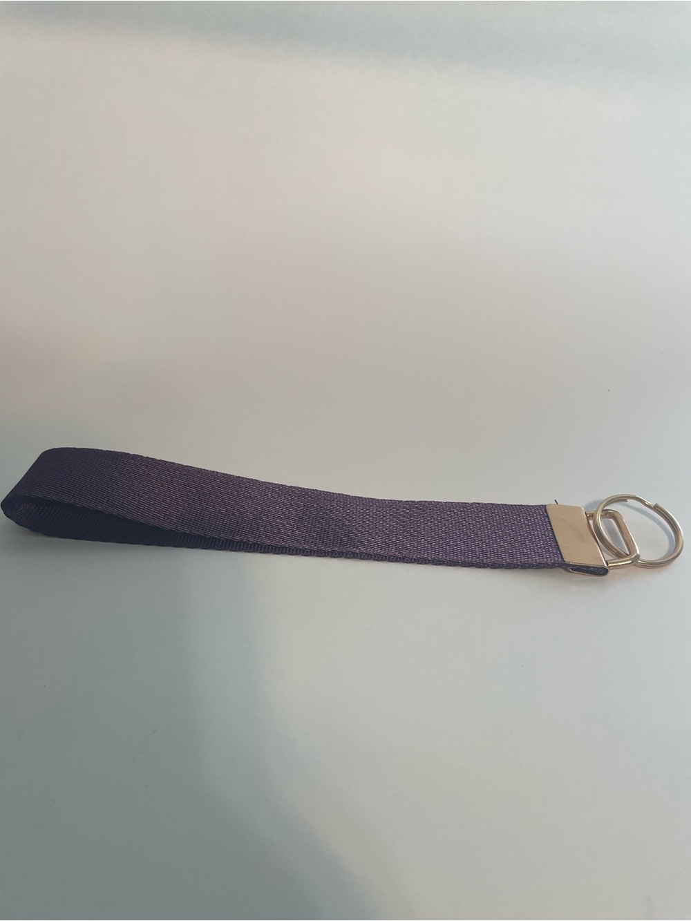 Purple Fabric Wristlet Keychain with Silver Hardware